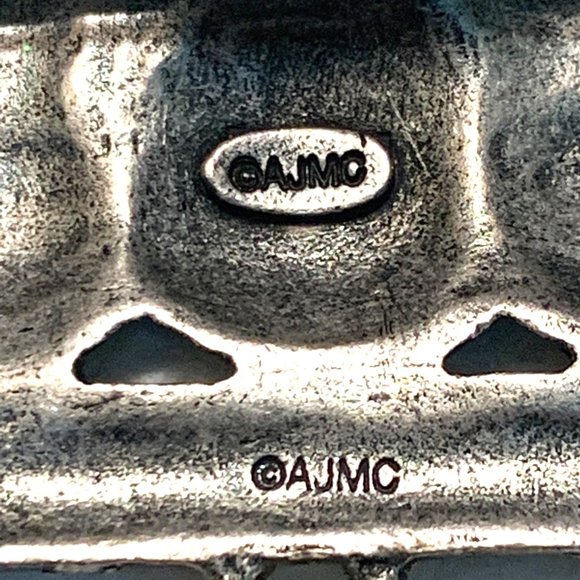 Vintage Brooch Pin AJMC Signed Snowman Christmas Friends Pewter Enamel Jewelry - Picture 4 of 5